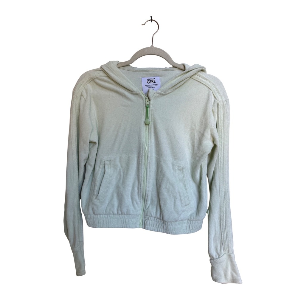 Athleta Girl Green Surf & Sand Full Zip Up Hooded Jacket Terry Cloth Size‎ XL/14